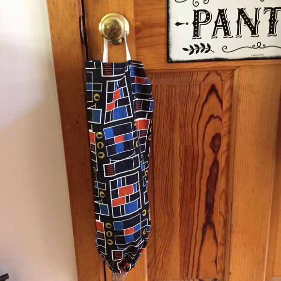 Plastic bag holder grocery dispenser Cotton Reusable Washable Mid Century Modern - Picture 1 of 3